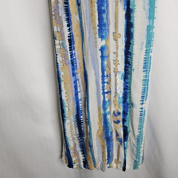 Lulus Bay Side Babe Cream and Blue Tie-Dye Maxi Dress Sleeveless Drapey Lined S - Picture 3 of 13